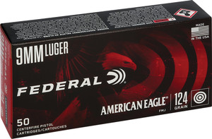 Federal AE 9mm Luger 124 Grain FMJ Ammunition - 50 Rounds Federal AE 9mm Luger 124 Grain FMJ Ammunition - 50 Rounds