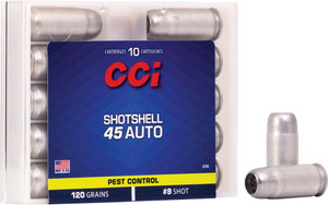 CCI Shotshell 45 ACP 120 Grain - Reliable Shotshell Cartridges for Semi-Automatic Pistols CCI Shotshell 45 ACP 120 Grain - Reliable Shotshell Cartridges for Semi-Automatic Pistols