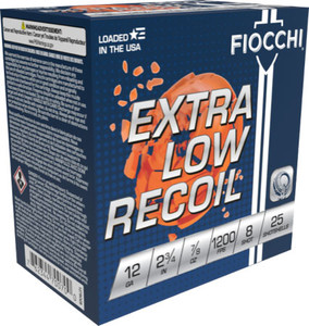 Fiocchi Low Recoil 12 Gauge 2.75-Inch Shotshells - #8 Shot - 1200 FPS Fiocchi Low Recoil 12 Gauge 2.75-Inch Shotshells - #8 Shot - 1200 FPS