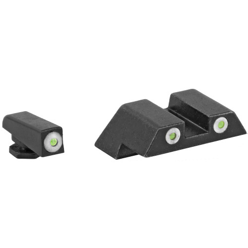 American Tactical Inc Glock Night Sights ATINSGLOLF - Green Tritium with White Ring