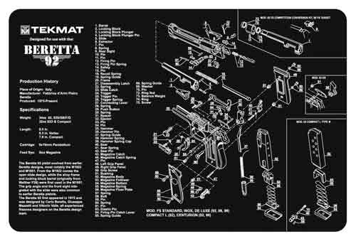 TekMat Armorer's Bench Mat for Beretta 92 - Part Number 17-BER92 10.99 Guns Authority LLC 