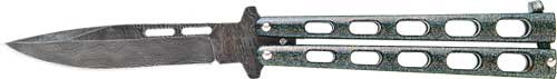 Bear & Son Butterfly Knife 115GXD - Damascus Blade, Stainless Steel Handle