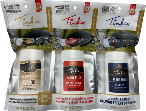 Tinks Deer Lure Scent Sticks - 2.75 oz Value Pack with Window Packaging