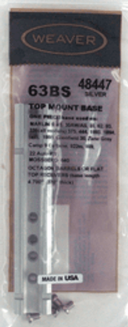 Weaver Base Top Mount #63BS Aluminum Silver Matte Rifle Scope Mount