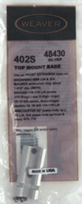 Weaver Base Top Mount #402S Aluminum Silver-Matte for Weaver Style Rings