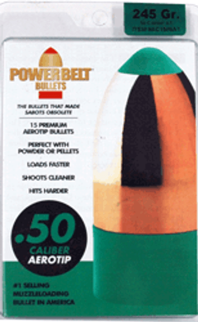 CVA PowerBelt AT Bullets .50 Caliber, 245 Grain Copper AeroTip * 15 Pack