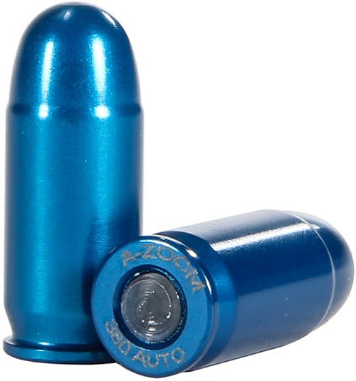 A-ZOOM Metal Snap Cap Blue for .380 ACP - Precision Aluminum Dummy Round for Safe Training and Testing