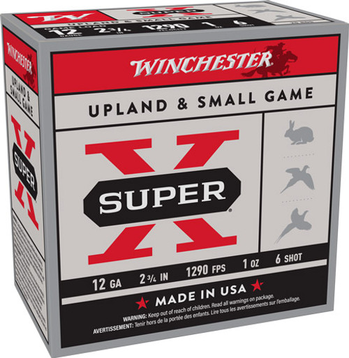 Winchester Super-X 12 Gauge 2.75-inch Shotshells - 1 oz #6 Lead Shot, 1290 FPS, 25 Rounds per Box