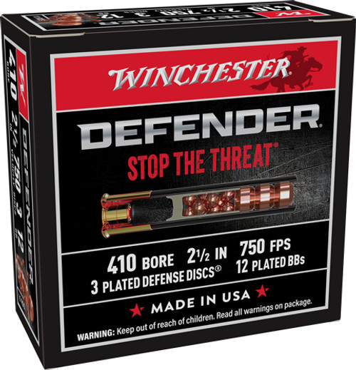 Winchester Ammunition PDX1 Defender .410 Gauge Shotshells, 2.5 Inch, 12-BB Pellets, 750 FPS, Ideal for Home Defense