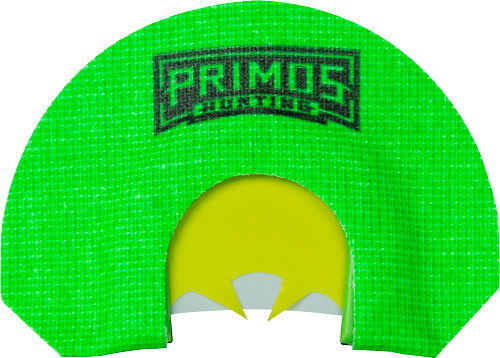 Primos Diaphragm Turkey Call PS1265 - 3-Reed Latex Mouth Call with Spur Cut, Green/Yellow