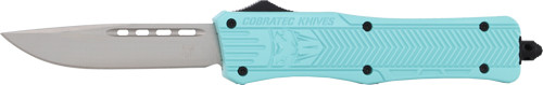 Cobratec Knives Medium CTK1 OTF Knife with Drop Point Blade and Tiffany Blue Handle