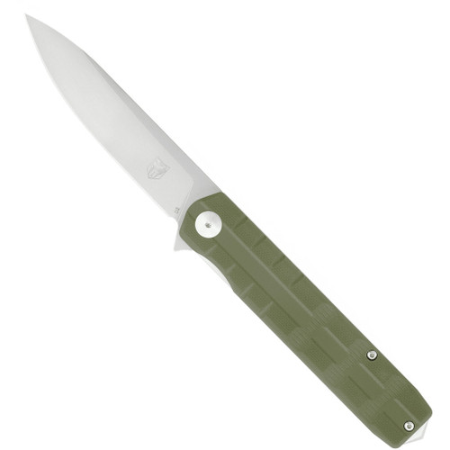 CobraTec Large Kuzio Drop Folder Knife with OD Green G-10 Scales and D2 Blade - Part Number CTKUZIOODGDNS