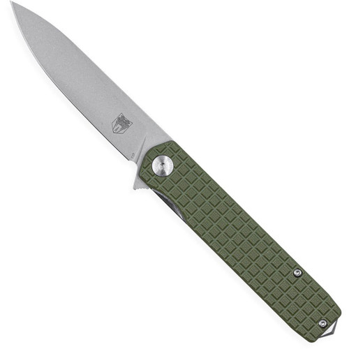 CobraTec Large Cayden Drop Knife Folding Blade OD Green - D2 Steel, Textured G-10 Scales
