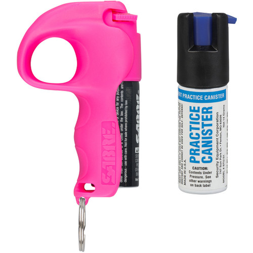 Sabre Easy Aim Pink Pepper Spray with Practice Spray * 12 Foot Range, UV Marking Dye, and Steady Grip Design