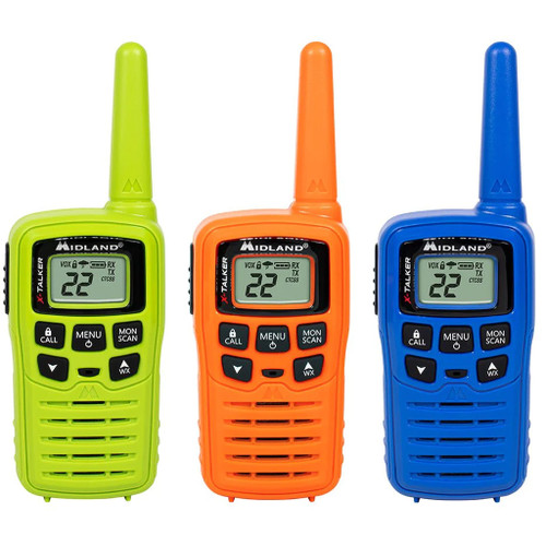 Midland X-Talker T10 Two-Way Radio Multi-Color 3-Pack - License-Free Communication with Up to 20 Miles Range