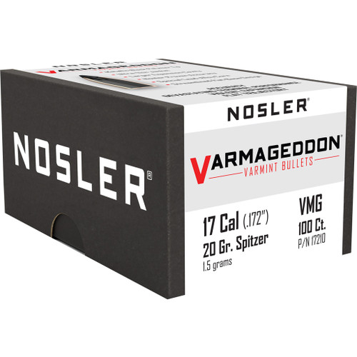 Nosler Varmageddon Bullets .17 Caliber 20 Grain FB Tipped - 100 Pack