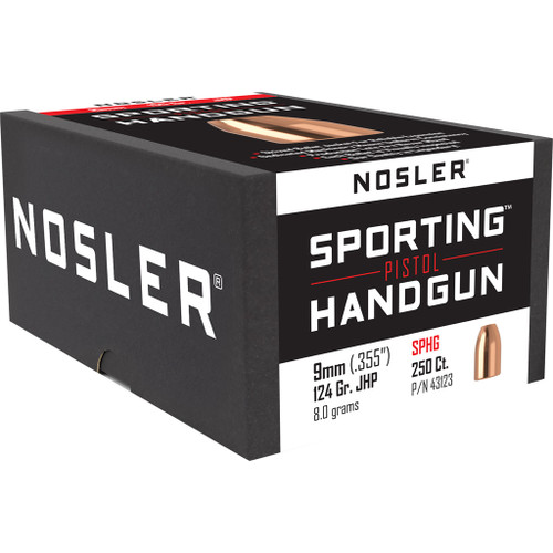Nosler Sporting Handgun Pistol Bullet 9mm 124 gr. Jacketed Hollow Point - 250 Pack