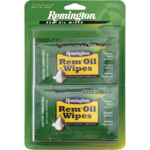 Remington Rem Oil 12 Pack Wipes * Heavy-Duty Metal Lubricant and Rust Protection