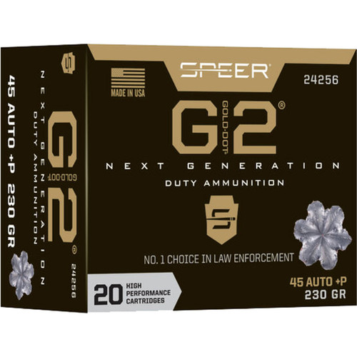 Speer Gold Dot G2 +P Pistol Ammunition 45 ACP 230 Grain, 20 Rounds