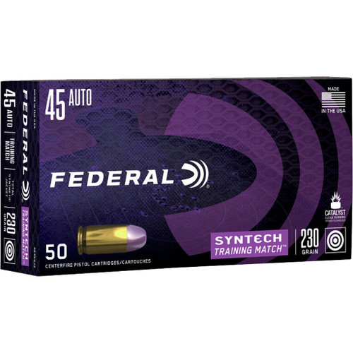 Federal Syntech Training Match Pistol Ammo 45 ACP 230 Grain TSJ – 50 Round Box
