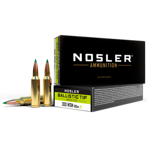 Nosler Ballistic Tip Rifle Ammunition 300 WSM 165 Grain, 20 Rounds