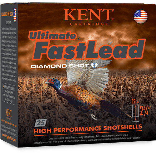Kent Cartridge Ultimate Fast Lead Upland Load 12 Gauge 2.75 Inch 1 1/4 Oz #4 Shot, 25 Rounds