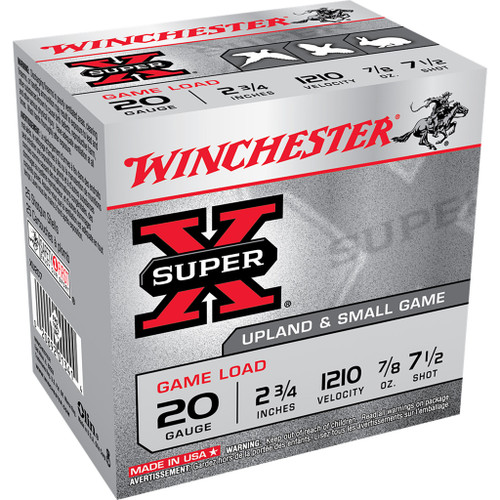 Winchester Super-X Game Load 20 Gauge 2.75-inch 7/8 oz. 7.5 Shot – 25 Rounds