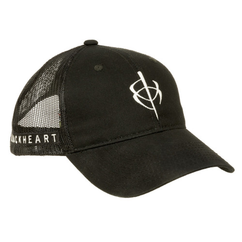 BlackHeart Mesh Hat Black - Adjustable One Size Cap with Silver Logo