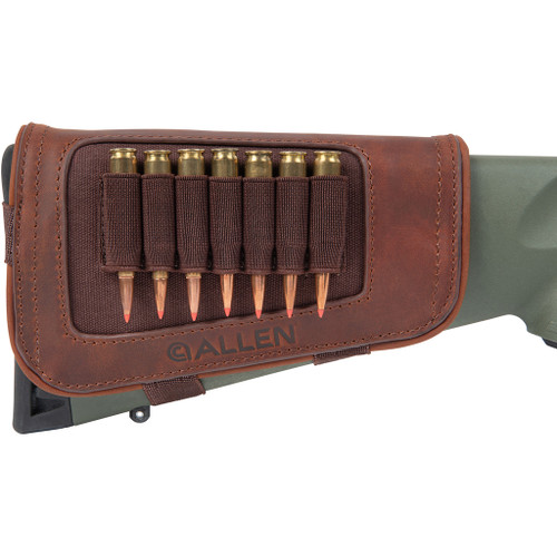 Allen New Castle Buttstock Cartridge Carrier in Full Grain Leather * Brown, Part No. 8517