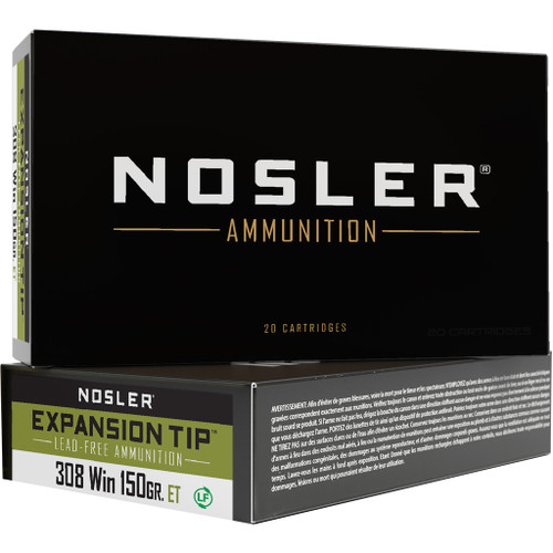 Nosler Expansion Tip Rifle Ammunition 308 Win. 150 gr. ET SP - 20 Round Box