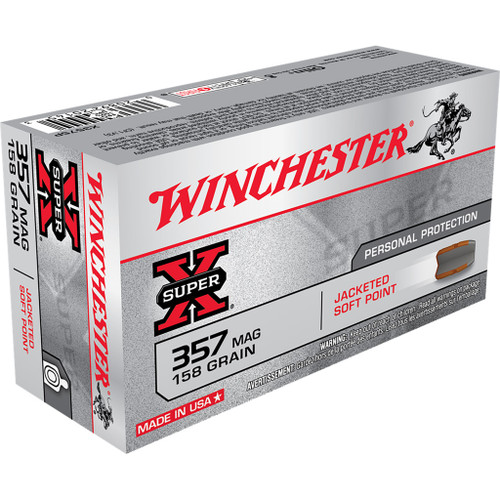 Winchester Super-X .357 Magnum Pistol Ammo 158 Grain JSP, 50 Rounds
