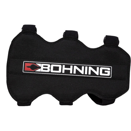 Bohning 3 Strap Armguard Black - Adjustable Heavy-Duty Archery Arm Protector
