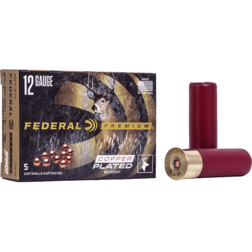 Federal Premium Vital Shok 12 Gauge 3-Inch 000 Buckshot Shotgun Ammo, 5-Round Box