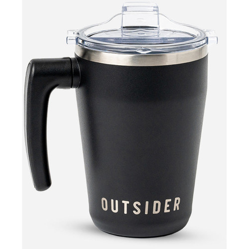 Outsider The AM Travel Mug Black - 17 oz Insulated Travel Tumbler with Lockable Lid and Swivel Handle
