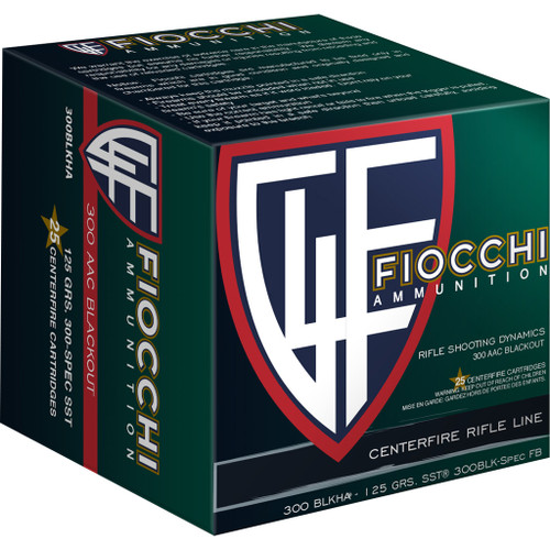 Fiocchi Hyperformance Hunt Rifle Ammo 300 Blackout 125 Grain SST, 25 Rounds