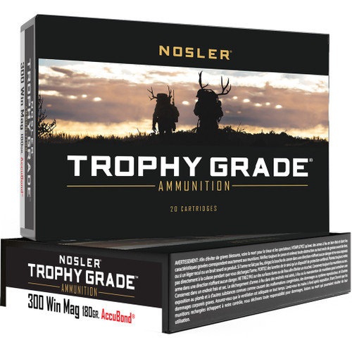 Nosler Trophy Grade Rifle Ammunition 300 Winchester Magnum 180 Grain AB SP, 20 Rounds
