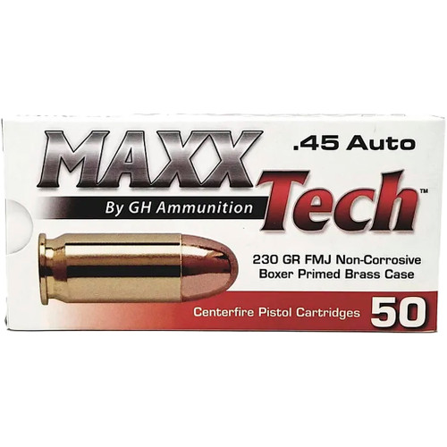 MAXXTech .45 ACP Pistol Ammunition 230 Grain FMJ - 50 Rounds