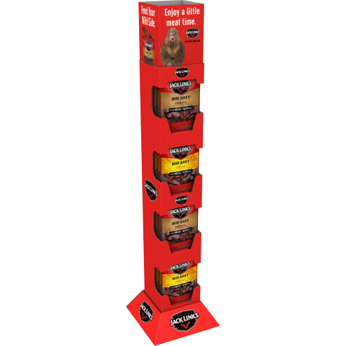 Jack Links 3.25 oz Jerky Tower with Original & Teriyaki Beef Jerky – NASCAR Branded Display