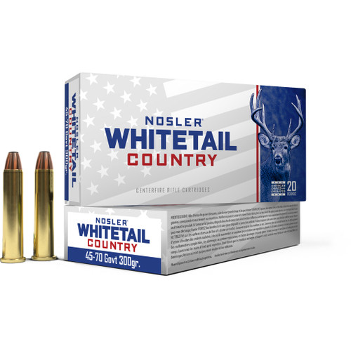Nosler Whitetail Country Rifle Ammo 45-70 Government 300 Grain Straight Wall - 20 Rounds