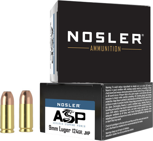 Nosler Bullets 51286 9mm 124 Grain ASP Jacketed Hollow Point Ammunition