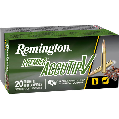 Remington Premier AccuTip Centerfire Rifle Ammo for 222 Rem, 50 Gr. AccuTip-V Boat Tail, 20 Rounds