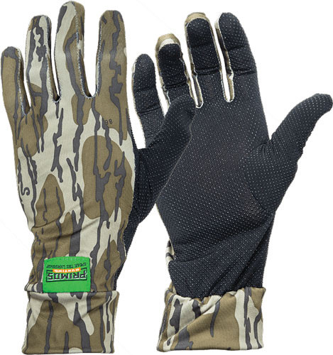 Primos Stretch Fit Glove in Mossy Oak Bottomland Camo - Multi-Fit, Moisture Wicking