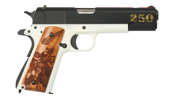Auto-Ordnance Thompson 1911A1 Marines 250th Edition .45 ACP Semi-Auto Pistol with Custom Engraved Steel Frame and Multi-Color Finish
