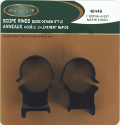 Weaver Detachable Top Rifle Scope Rings - 1 Inch Tube, Black Matte Finish, Weaver Style Part 48449
