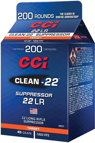 CCI Suppressor Clean 22LR 45 Grain Lead Solid Ammunition - 200 Rounds per Box