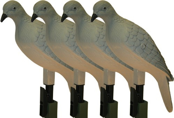 MOJO Outdoors Clip-On Dove Decoy Set of 4 - Realistic Hard Body Plastic Doves for Waterfowl Hunting