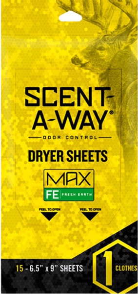 Hunters Specialties HS Dryer Sheets Scent-A-Way * Prevent Static Cling & Keep Fabrics Fresh, 15 Sheets