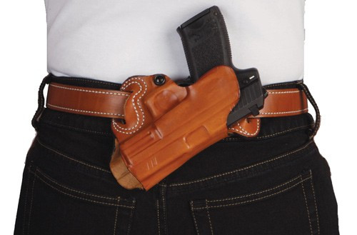 DeSantis Small of Back Holster for Colt 1911 and Similar Autos - Tan Leather, Outside Waistband with Adjustable Tension Device