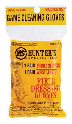 Hunters Specialties HS-01071 Field Dressing Gloves - Disposable Latex and Shoulder-Length Poly Gloves for Safe and Sanitary Field Dressing