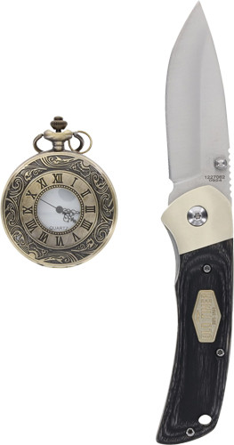 Old Timer Knife and Pocket Watch Combo in Collector's Gift Tin